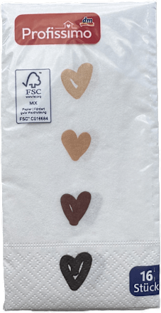 Troslojne salvete Bistro - sa motivom srca, 33 cm x 33 cm Profissimo