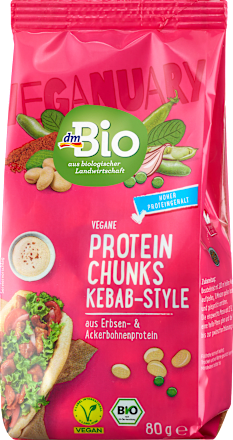 Vegane Protein Chunks mit Würzmischung Kebab-Style dmBio