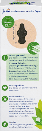Waschbare Binde schwarz Normal nature Jessa