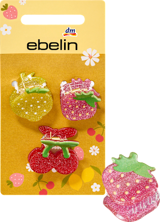 Haarklammern Erdbeere, Zitrone, Kirsche ebelin