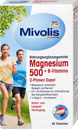 Magnezij 500 + B vitamini – dvofazne depo tablete s vremenskim otpuštanjem Mivolis
