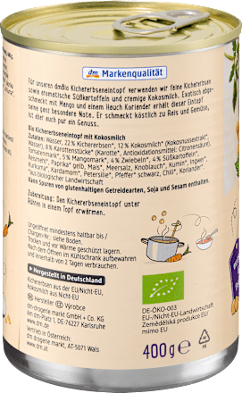 Eintopf, Kichererbsen mit Kokosmilch dmBio