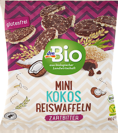 Mini kokos snack od riže s tamnom čokoladom dmBio