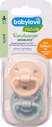 Schnuller Latex rund, Gr 1, beige/mint, von Geburt an  babylove nature