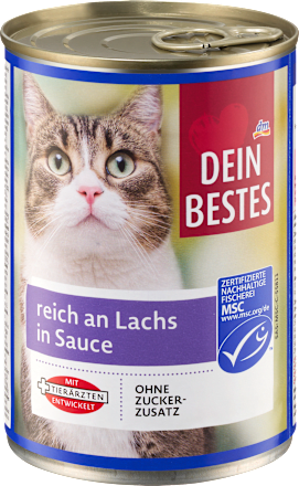 Nassfutter Katze reich an Lachs in Sauce Dein Bestes