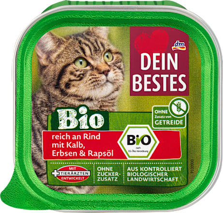Nassfutter Katze Bio reich an Rind mit Kalb Dein Bestes