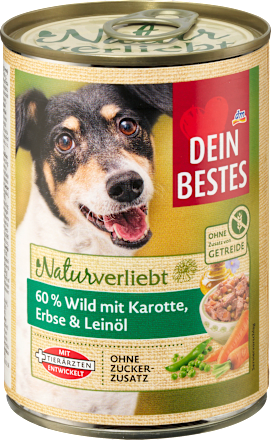 Nassfutter Hund Naturverliebt Wild mit Karotte, Erbsen & Leinöl Dein Bestes