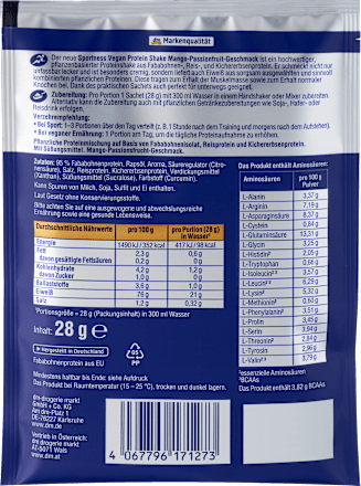 Prašek za pripravo proteinskega napitka z okusom manga in pasjonke Sportness