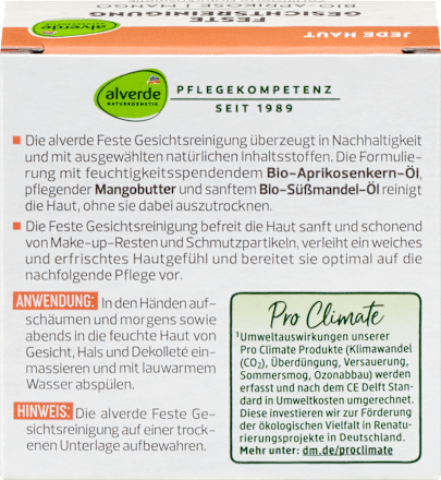 Feste Gesichtsreinigung Pure Climate Bio-Aprikose und Mango alverde NATURKOSMETIK