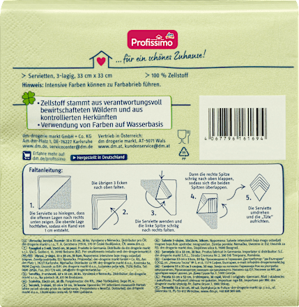 Servietten "sanftes Grün" (33x33cm) Profissimo