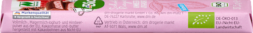 Bio tejcsokoládé-szelet, málnás-joghurtos dmBio