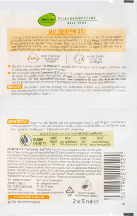 Q10 krémmaszk arcra bio grapefruittal és bio homoktövissel alverde NATURKOSMETIK