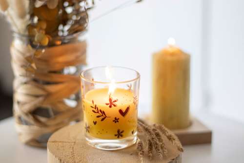 Kerzenglas gefüllt, bedruckt, 100 % aus Bienenwachs Dekorieren & Einrichten