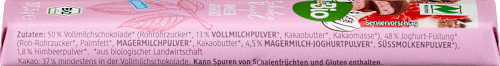 Schokoriegel, Vollmilch Himbeer Joghurt dmBio