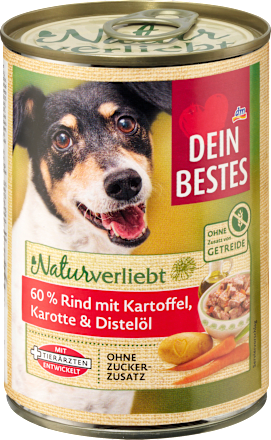 Krmivo pre psy Naturverliebt s hovädzinou, zemiakmi, mrkvou a požltovým olejom Dein Bestes