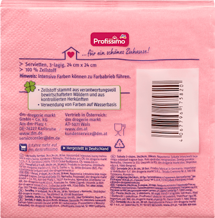 Papirnati ubrusi, 3-slojni, rozi, 24 x 24 cm Profissimo