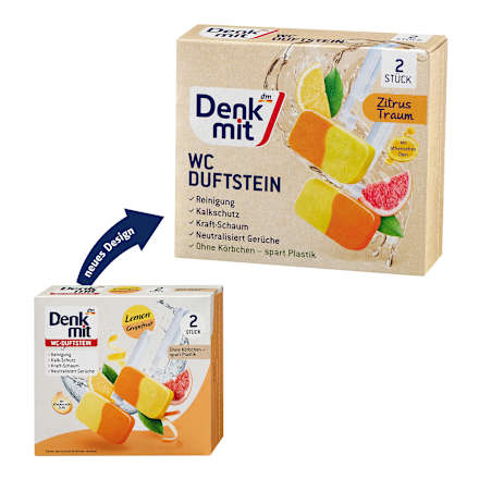 Čvrsti osvježivač za WC - limun i grejp, (2x38g) Denkmit