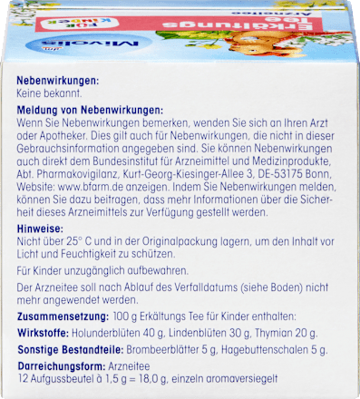 Kindertee, Erkältungs Tee (12 Beutel) Mivolis