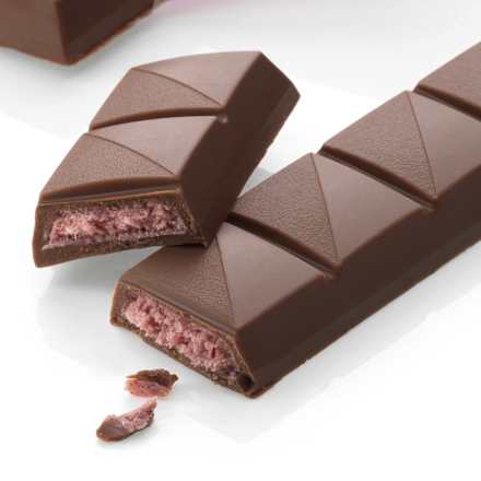 Barretta di cioccolato al latte con ripieno ai lamponi e yogurt dmBio