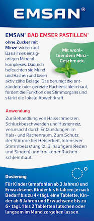 Bad Emser Pastillen Halstabletten ohne Zucker Emsan