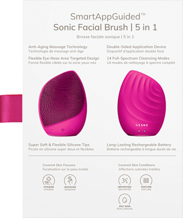 Sonic Facial Brush 5 in 1 Magenta GESKE 