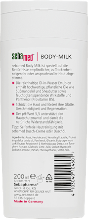 Körpermilch reichhaltig mit Sheabutter sebamed