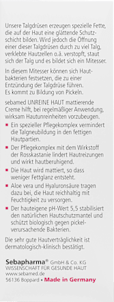 Gesichtscreme unreine Haut mattierend sebamed