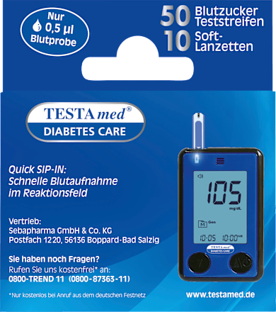 Glucocheck ADVANCE Kombipackung 50 Blutzucker-Teststreifen + 10 Lanzetten Testa med