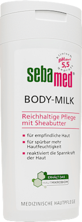 Körpermilch reichhaltig mit Sheabutter sebamed