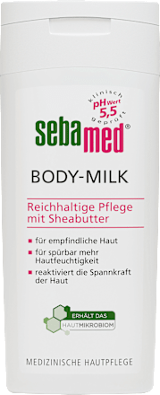 Körpermilch reichhaltig mit Sheabutter sebamed