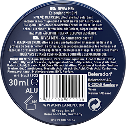 Körperpflege Creme, Reisegröße NIVEA MEN