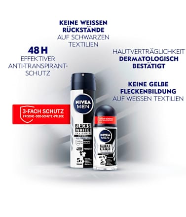 Antitranspirant Deo Roll-On Black and White Invisible Clear NIVEA MEN