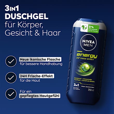 Duschgel Energy 3in1, Reisegröße NIVEA MEN