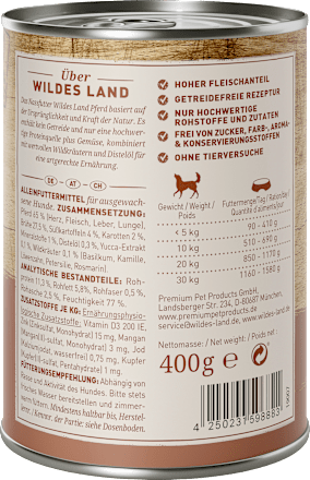 Nassfutter Hund Pferd & Süßkartoffeln  Wildes Land