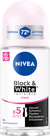 Antitranspirant Deo Roll-on Black & White Invisible Clear NIVEA