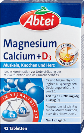 Brausetabletten aktiv Magnesium + Calcium + D3 Abtei