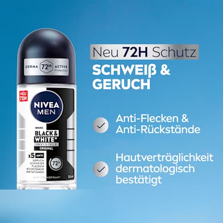 Antitranspirant Deo Roll-on Black & White Invisible Original NIVEA MEN