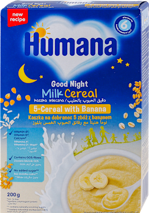 Milk Cereal kaša za laku noć - 5 žitarica sa bananom, od 6. meseca Humana