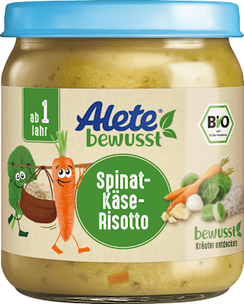 Menü Spinat-Käse-Risotto ab 1 Jahr Alete