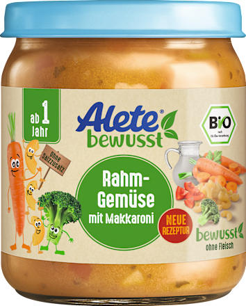 Menü Rahmgemüse mit Makkaroni ab 1 Jahr Alete bewusst