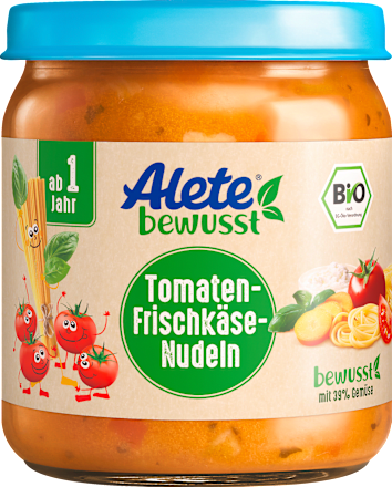 Menü Tomaten-Frischkäse-Nudeln ab 1 Jahr Alete bewusst