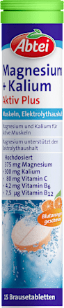Prehransko dopolnilo z magnezijem in kalijem, v obliki šumečih tablet Abtei
