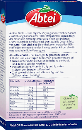 Haar Vital mit Biotin 30 St  Abtei
