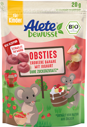 Kindersnack Obsties Erdbeere Banane Joghurt ab 3 Jahren Alete