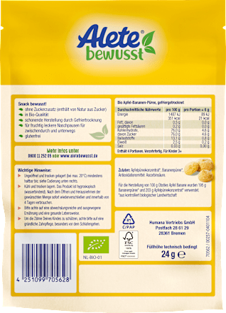 Kindersnack Obsties Apfel-Banane, ab 3 Jahren Alete bewusst