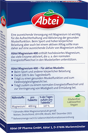 Magnesium 400 Hochdosiert Tabletten Abtei