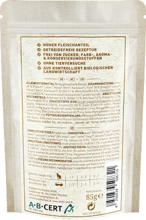 Nassfutter Katze, Bio Ente & Pute  Wildes Land