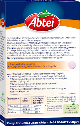 Vitamin B12 500 + Folsäure Mini-Tabletten Abtei