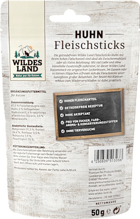 Katzenleckerli Fleischsticks Huhn Wildes Land