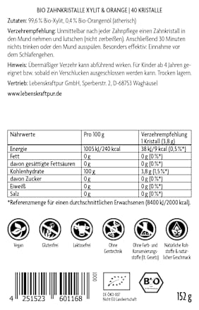 Zahnkristalle Vitanur Xylit & Orange Lebenskraftpur